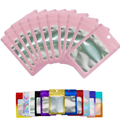 MX-109 100Pcs 12x20cm Seal Pouches with Clear Matte Window 14C Resealable Ziplock Storage Bags