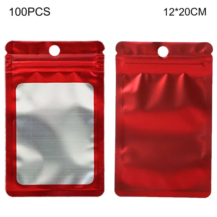 MX-109 100Pcs 12x20cm Seal Pouches with Clear Matte Window 14C Resealable Ziplock Storage Bags