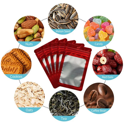 MX-109 100Pcs 12x20cm Seal Pouches with Clear Matte Window 14C Resealable Ziplock Storage Bags