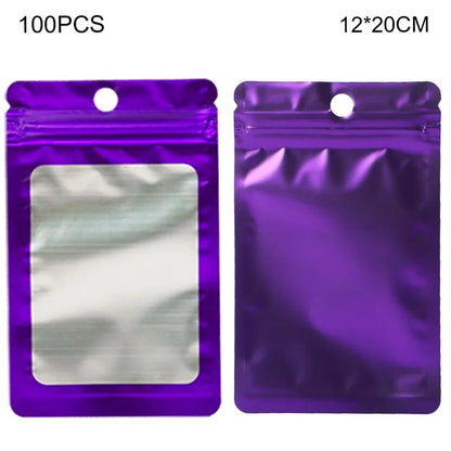 MX-109 100Pcs 12x20cm Seal Pouches with Clear Matte Window 14C Resealable Ziplock Storage Bags