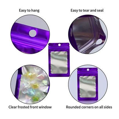 MX-109 100Pcs 12x20cm Seal Pouches with Clear Matte Window 14C Resealable Ziplock Storage Bags