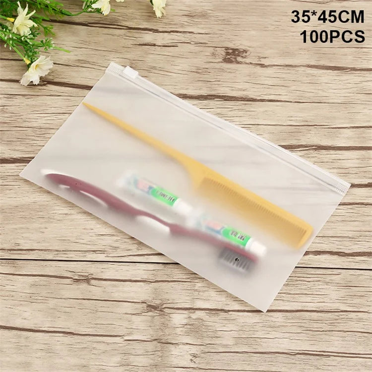 MX-063 100Pcs 35x45cm Storage Bags 16C Thick EVA Waterproof Zip Lock Pouches