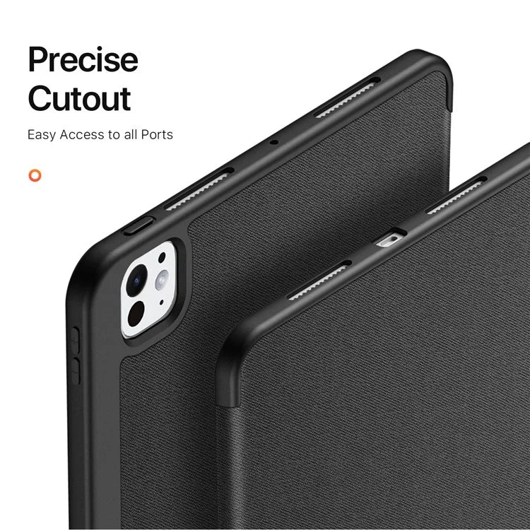 DUX DUCIS Domo Series for iPad Pro 13 (2024) Case Tri-fold Stand Auto Sleep / Wake Folio Leather Tablet Cover