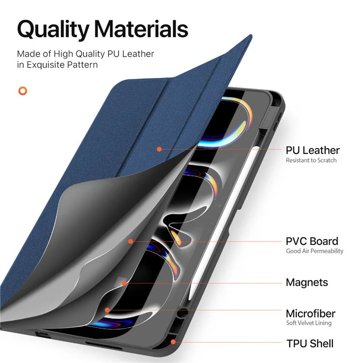 DUX DUCIS Domo Series for iPad Pro 13 (2024) Case Tri-fold Stand Auto Sleep / Wake Folio Leather Tablet Cover
