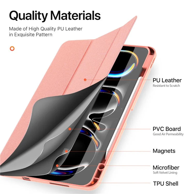 DUX DUCIS Domo Series for iPad Pro 13 (2024) Case Tri-fold Stand Auto Sleep / Wake Folio Leather Tablet Cover