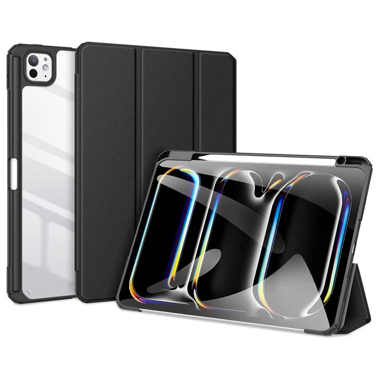 DUX DUCIS TOBY Series For iPad Pro 11 (2024) Case PU Leather Business Tri-fold Stand Tablet Cover with Pen Holder