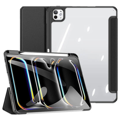 DUX DUCIS TOBY Series For iPad Pro 11 (2024) Case PU Leather Business Tri-fold Stand Tablet Cover with Pen Holder