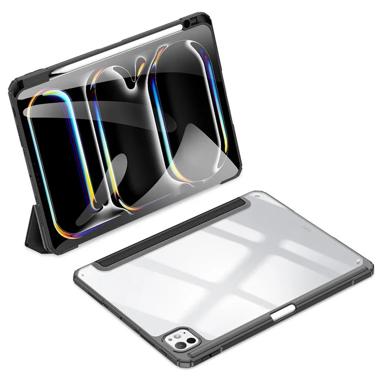 DUX DUCIS TOBY Series For iPad Pro 11 (2024) Case PU Leather Business Tri-fold Stand Tablet Cover with Pen Holder