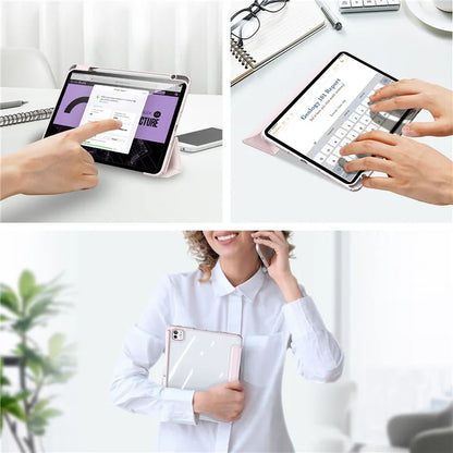 DUX DUCIS TOBY Series For iPad Pro 11 (2024) Case PU Leather Business Tri-fold Stand Tablet Cover with Pen Holder