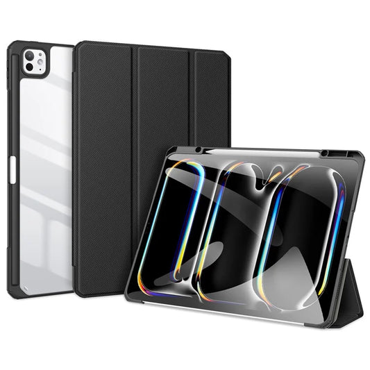 DUX DUCIS TOBY Series For iPad Pro 13 (2024) Case Auto Wake / Sleep PU Leather Tri-fold Stand Tablet Cover
