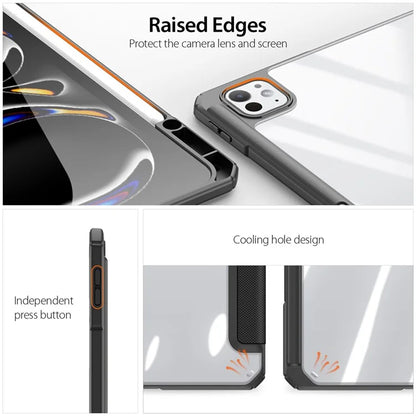 DUX DUCIS TOBY Series For iPad Pro 13 (2024) Case Auto Wake / Sleep PU Leather Tri-fold Stand Tablet Cover