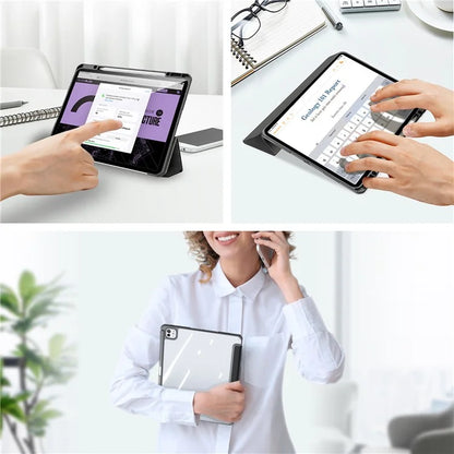 DUX DUCIS TOBY Series For iPad Pro 13 (2024) Case Auto Wake / Sleep PU Leather Tri-fold Stand Tablet Cover