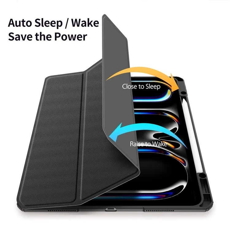 DUX DUCIS TOBY Series For iPad Pro 13 (2024) Case Auto Wake / Sleep PU Leather Tri-fold Stand Tablet Cover