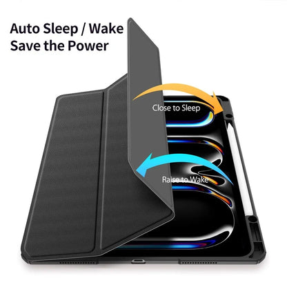 DUX DUCIS TOBY Series For iPad Pro 13 (2024) Case Auto Wake / Sleep PU Leather Tri-fold Stand Tablet Cover