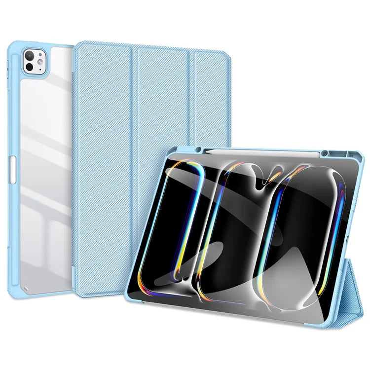 DUX DUCIS TOBY Series For iPad Pro 13 (2024) Case Auto Wake / Sleep PU Leather Tri-fold Stand Tablet Cover