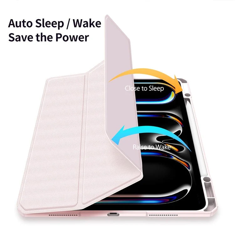 DUX DUCIS TOBY Series For iPad Pro 13 (2024) Case Auto Wake / Sleep PU Leather Tri-fold Stand Tablet Cover