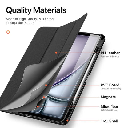 DUX DUCIS Domo Series for iPad Air 13 (2024) Case Tri-fold Stand Leather Smart Tablet Cover with Pencil Holder