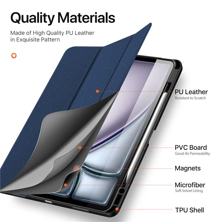 DUX DUCIS Domo Series for iPad Air 13 (2024) Case Tri-fold Stand Leather Smart Tablet Cover with Pencil Holder