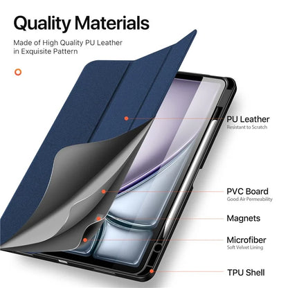 DUX DUCIS Domo Series for iPad Air 13 (2024) Case Tri-fold Stand Leather Smart Tablet Cover with Pencil Holder