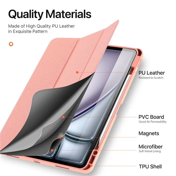 DUX DUCIS Domo Series for iPad Air 13 (2024) Case Tri-fold Stand Leather Smart Tablet Cover with Pencil Holder