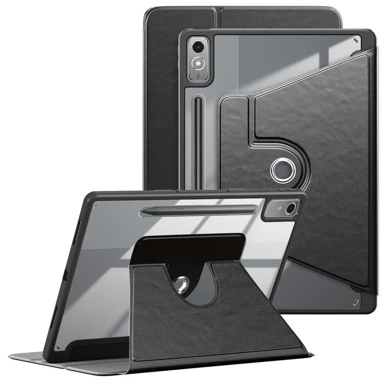 For Lenovo Tab P12 TB371FC Case Leather+Acrylic+TPU Stand Tablet Cover with Auto Wake / Sleep