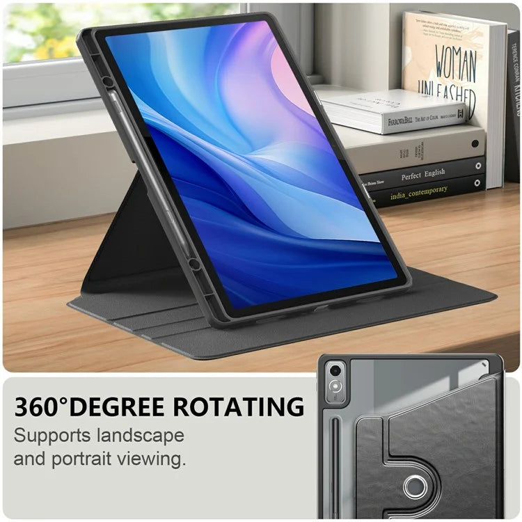 For Lenovo Tab P12 TB371FC Case Leather+Acrylic+TPU Stand Tablet Cover with Auto Wake / Sleep
