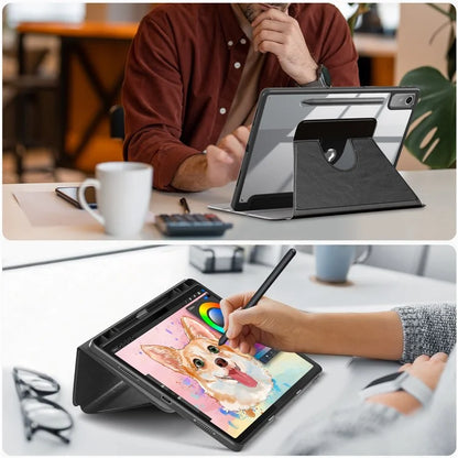 For Lenovo Tab P12 TB371FC Case Leather+Acrylic+TPU Stand Tablet Cover with Auto Wake / Sleep