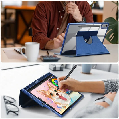 For Lenovo Tab P12 TB371FC Case Leather+Acrylic+TPU Stand Tablet Cover with Auto Wake / Sleep