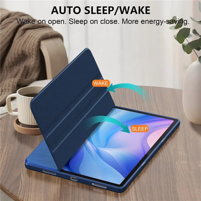 For Lenovo Tab P12 TB371FC Case Leather+Acrylic+TPU Stand Tablet Cover with Auto Wake / Sleep