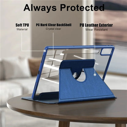 For Lenovo Tab P12 TB371FC Case Leather+Acrylic+TPU Stand Tablet Cover with Auto Wake / Sleep