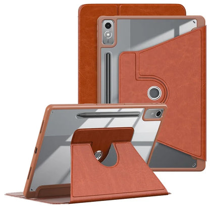 For Lenovo Tab P12 TB371FC Case Leather+Acrylic+TPU Stand Tablet Cover with Auto Wake / Sleep