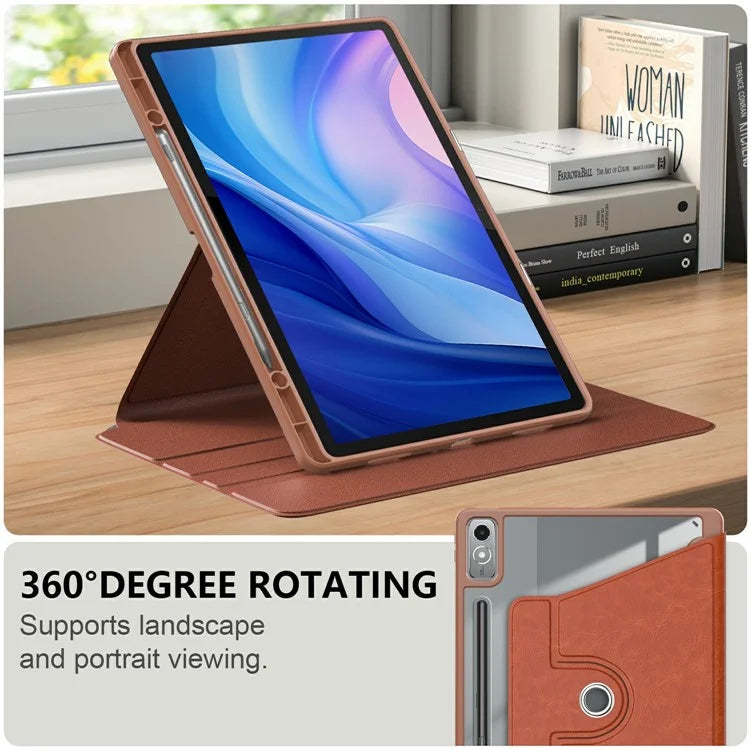 For Lenovo Tab P12 TB371FC Case Leather+Acrylic+TPU Stand Tablet Cover with Auto Wake / Sleep