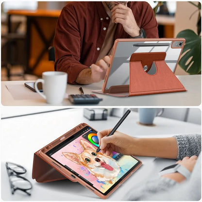 For Lenovo Tab P12 TB371FC Case Leather+Acrylic+TPU Stand Tablet Cover with Auto Wake / Sleep