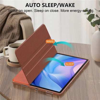 For Lenovo Tab P12 TB371FC Case Leather+Acrylic+TPU Stand Tablet Cover with Auto Wake / Sleep