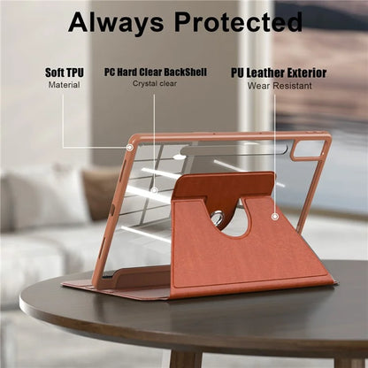 For Lenovo Tab P12 TB371FC Case Leather+Acrylic+TPU Stand Tablet Cover with Auto Wake / Sleep