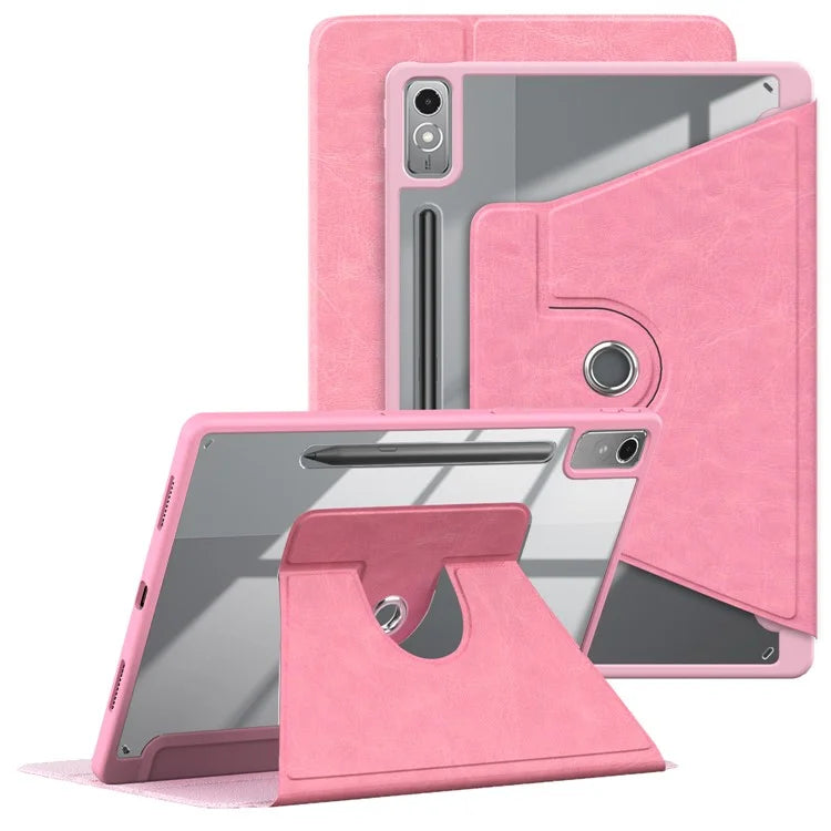 For Lenovo Tab P12 TB371FC Case Leather+Acrylic+TPU Stand Tablet Cover with Auto Wake / Sleep