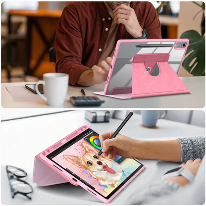 For Lenovo Tab P12 TB371FC Case Leather+Acrylic+TPU Stand Tablet Cover with Auto Wake / Sleep