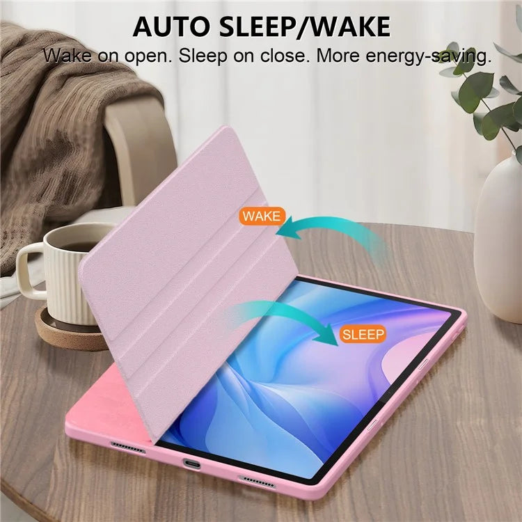 For Lenovo Tab P12 TB371FC Case Leather+Acrylic+TPU Stand Tablet Cover with Auto Wake / Sleep