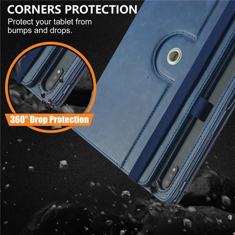 For Samsung Galaxy Tab S7 FE T736 / S7+ / S8+ / S9+ X810 / S9 FE+ X610 Case Rotating Stand Tablet Leather Cover