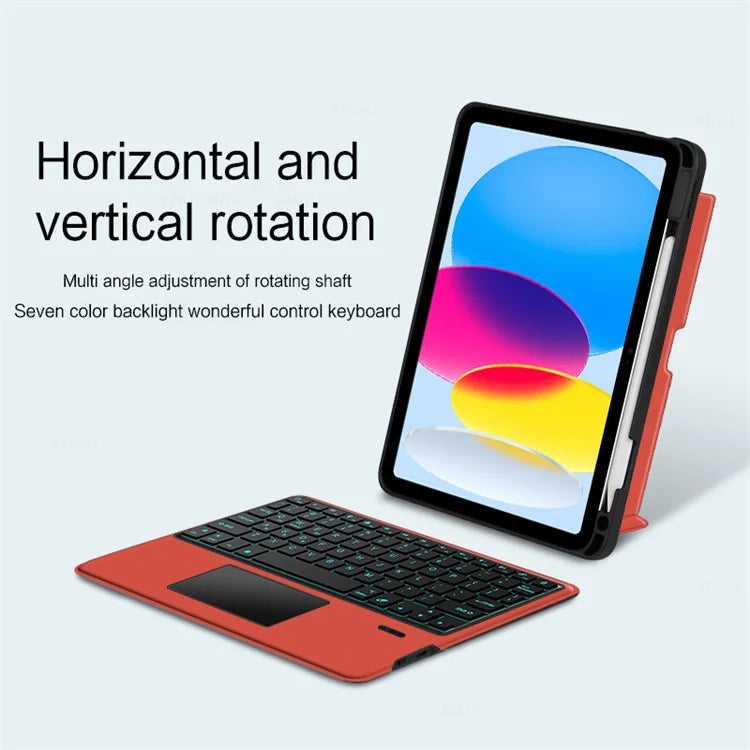 For iPad 10.9 (2022) Case Stand Leather Tablet Cover with Backlight Bluetooth Keyboard