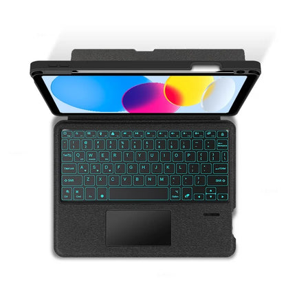For iPad 10.9 (2022) Case Stand Leather Tablet Cover with Backlight Bluetooth Keyboard