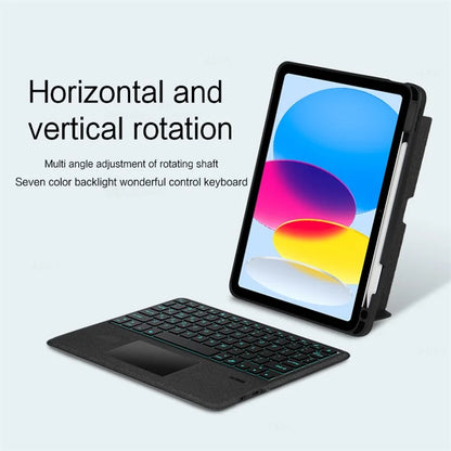 For iPad 10.9 (2022) Case Stand Leather Tablet Cover with Backlight Bluetooth Keyboard