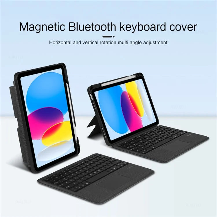 For iPad 10.9 (2022) Case Stand Leather Tablet Cover with Backlight Bluetooth Keyboard