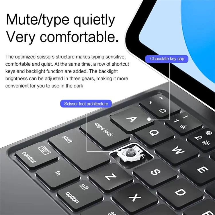 For iPad 10.9 (2022) Leather Case with Magnetic Bluetooth Keyboard Precision Multi-Touch Trackpad