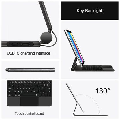 For iPad 10.9 (2022) Leather Case with Magnetic Bluetooth Keyboard Precision Multi-Touch Trackpad
