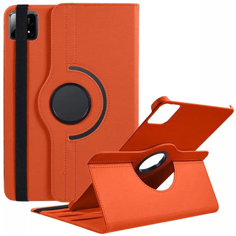For Xiaomi Pad 6S Pro 12.4 Case Rotating Stand PU Leather+PC Tablet Cover with Elastic Band