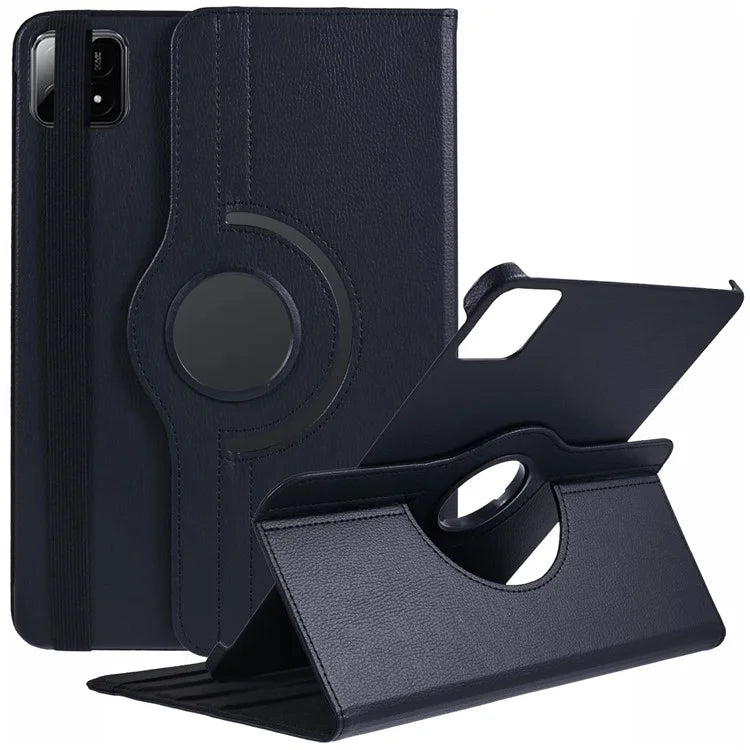 For Xiaomi Pad 6S Pro 12.4 Case Rotating Stand PU Leather+PC Tablet Cover with Elastic Band