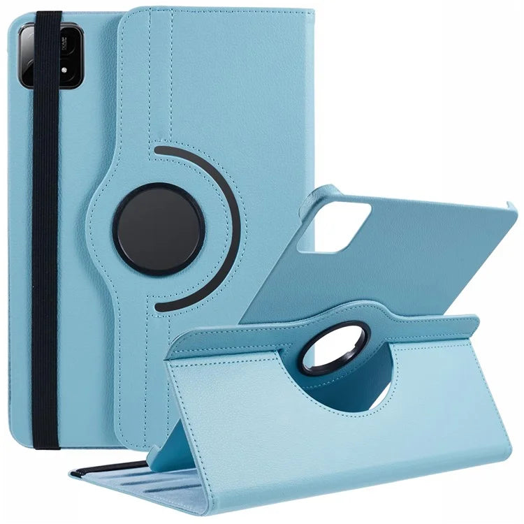 For Xiaomi Pad 6S Pro 12.4 Case Rotating Stand PU Leather+PC Tablet Cover with Elastic Band