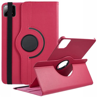 For Xiaomi Pad 6S Pro 12.4 Case Rotating Stand PU Leather+PC Tablet Cover with Elastic Band