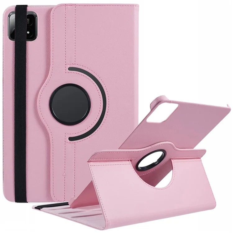 For Xiaomi Pad 6S Pro 12.4 Case Rotating Stand PU Leather+PC Tablet Cover with Elastic Band